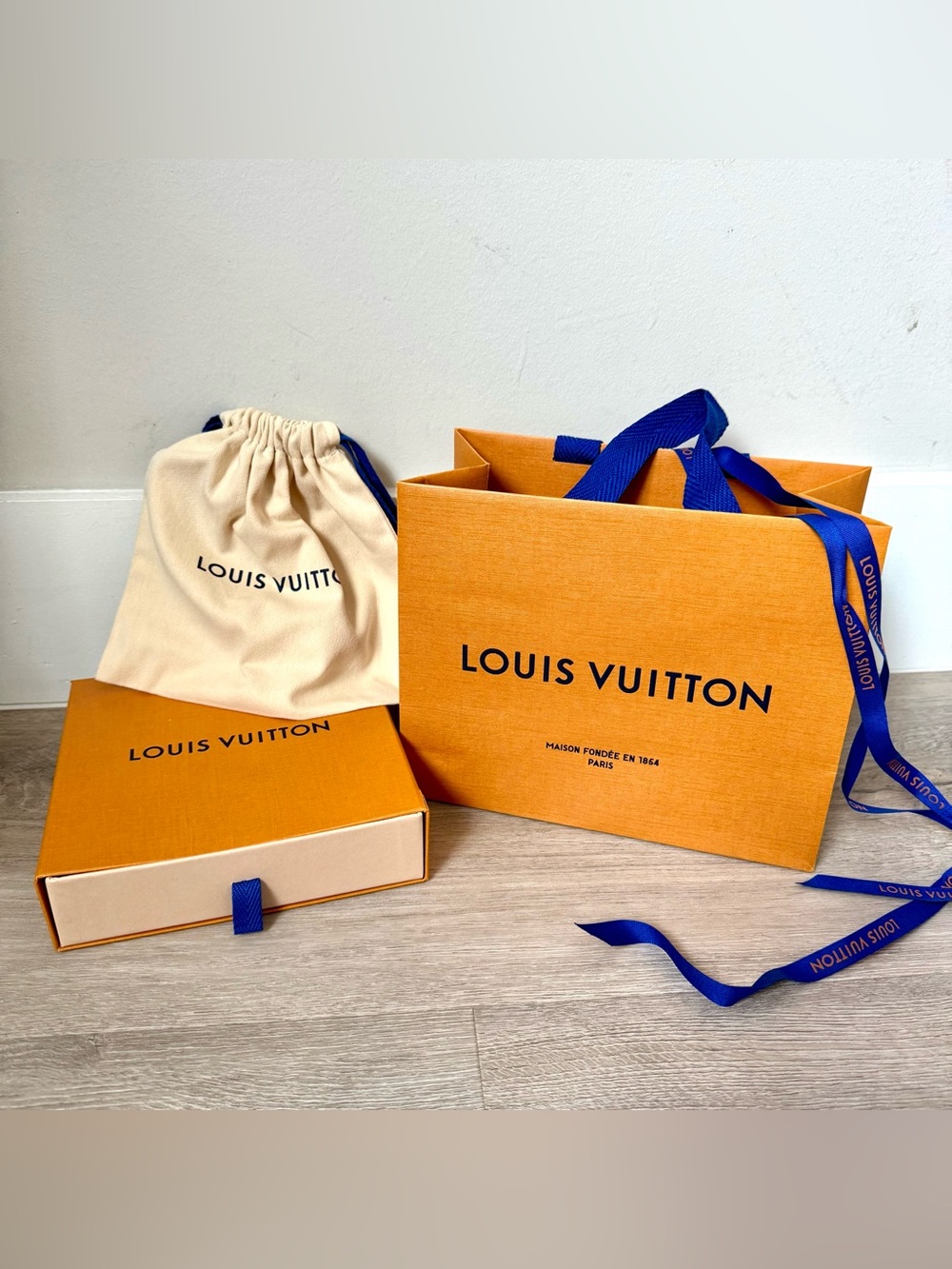 Louis Vuitton 4-Piece Packaging- Belt Box, Dust Bag, Shopping Bag, and Ribbon